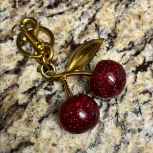 Cherry  Bag Charm – Red Glitter Cherries & Gold-Tone Hardware